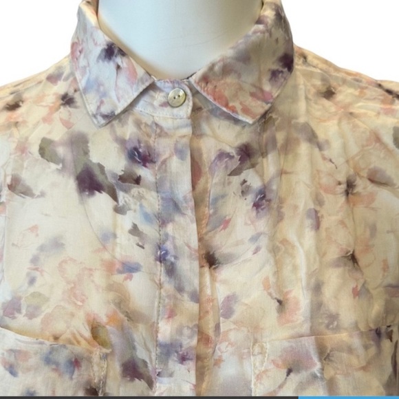 Beautiful Bella Dahl Button Down Blouse Top Size Large Spring 100% Rayon Femine - Picture 2 of 6